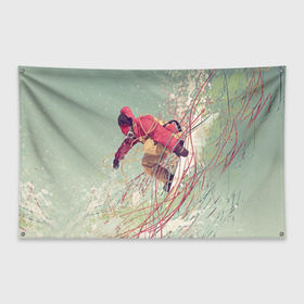 Флаг-баннер с принтом Сноуборд в Екатеринбурге, 100% полиэстер | размер 67 х 109 см, плотность ткани — 95 г/м2; по краям флага есть четыре люверса для крепления | extreme | snowboard | сноуборд | сноубордист | экстрим