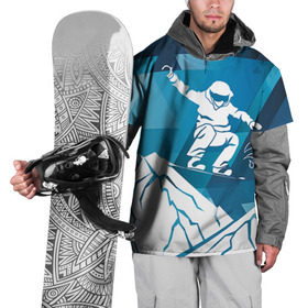 Накидка на куртку 3D с принтом Горы и сноубордист в Екатеринбурге, 100% полиэстер |  | extreme | snowboard | сноуборд | сноубордист | экстрим