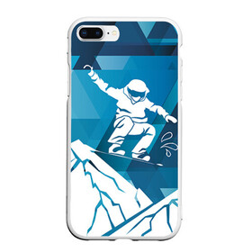 Чехол для iPhone 7Plus/8 Plus матовый с принтом Горы и сноубордист в Екатеринбурге, Силикон | Область печати: задняя сторона чехла, без боковых панелей | extreme | snowboard | сноуборд | сноубордист | экстрим