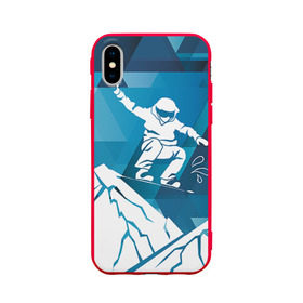 Чехол для Apple iPhone X силиконовый матовый с принтом Горы и сноубордист в Екатеринбурге, Силикон | Печать на задней стороне чехла, без боковой панели | extreme | snowboard | сноуборд | сноубордист | экстрим