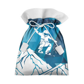 Подарочный 3D мешок с принтом Горы и сноубордист в Екатеринбурге, 100% полиэстер | Размер: 29*39 см | extreme | snowboard | сноуборд | сноубордист | экстрим