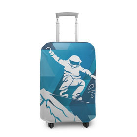 Чехол для чемодана 3D с принтом Горы и сноубордист в Екатеринбурге, 86% полиэфир, 14% спандекс | двустороннее нанесение принта, прорези для ручек и колес | extreme | snowboard | сноуборд | сноубордист | экстрим
