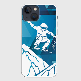 Чехол для iPhone 13 mini с принтом Горы и сноубордист в Екатеринбурге,  |  | extreme | snowboard | сноуборд | сноубордист | экстрим