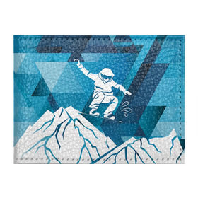 Обложка для студенческого билета с принтом Горы и сноубордист в Екатеринбурге, натуральная кожа | Размер: 11*8 см; Печать на всей внешней стороне | extreme | snowboard | сноуборд | сноубордист | экстрим