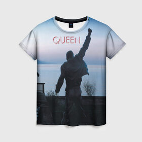 Женская футболка 3D с принтом Queen в Екатеринбурге, 100% полиэфир ( синтетическое хлопкоподобное полотно) | прямой крой, круглый вырез горловины, длина до линии бедер | Тематика изображения на принте: freddie | heavy | mercury | metal | queen | rock | квин | куин | меркури | меркюри | метал | рок | фредди меркьюри | фреди | хэви