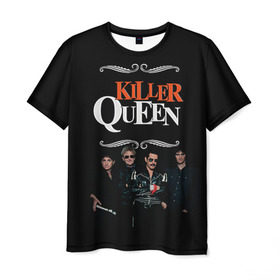 Мужская футболка 3D с принтом Killer Queen в Екатеринбурге, 100% полиэфир | прямой крой, круглый вырез горловины, длина до линии бедер | freddie | heavy | mercury | metal | queen | rock | квин | куин | меркури | меркюри | метал | рок | фредди меркьюри | фреди | хэви
