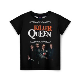 Детская футболка 3D с принтом Killer Queen в Екатеринбурге, 100% гипоаллергенный полиэфир | прямой крой, круглый вырез горловины, длина до линии бедер, чуть спущенное плечо, ткань немного тянется | freddie | heavy | mercury | metal | queen | rock | квин | куин | меркури | меркюри | метал | рок | фредди меркьюри | фреди | хэви