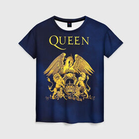 Женская футболка 3D с принтом Группа Queen в Екатеринбурге, 100% полиэфир ( синтетическое хлопкоподобное полотно) | прямой крой, круглый вырез горловины, длина до линии бедер | freddie | heavy | mercury | metal | queen | rock | квин | куин | меркури | меркюри | метал | рок | фредди меркьюри | фреди | хэви
