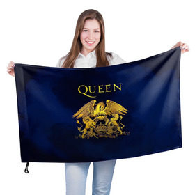 Флаг 3D с принтом Группа Queen в Екатеринбурге, 100% полиэстер | плотность ткани — 95 г/м2, размер — 67 х 109 см. Принт наносится с одной стороны | freddie | heavy | mercury | metal | queen | rock | квин | куин | меркури | меркюри | метал | рок | фредди меркьюри | фреди | хэви
