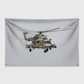 Флаг-баннер с принтом МИ 8 в Екатеринбурге, 100% полиэстер | размер 67 х 109 см, плотность ткани — 95 г/м2; по краям флага есть четыре люверса для крепления | авиация | армия | ввс | вертолет | военная техника | ми 8 | ударный