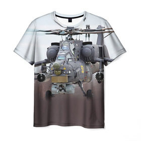 Мужская футболка 3D с принтом МИ 28 в Екатеринбурге, 100% полиэфир | прямой крой, круглый вырез горловины, длина до линии бедер | авиация | армия | боевой | ввс | вертолет | военная техника | ми 28 | ночной охотник | ударный