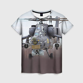 Женская футболка 3D с принтом МИ 28 в Екатеринбурге, 100% полиэфир ( синтетическое хлопкоподобное полотно) | прямой крой, круглый вырез горловины, длина до линии бедер | авиация | армия | боевой | ввс | вертолет | военная техника | ми 28 | ночной охотник | ударный