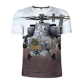 Мужская футболка 3D спортивная с принтом МИ 28 в Екатеринбурге, 100% полиэстер с улучшенными характеристиками | приталенный силуэт, круглая горловина, широкие плечи, сужается к линии бедра | авиация | армия | боевой | ввс | вертолет | военная техника | ми 28 | ночной охотник | ударный