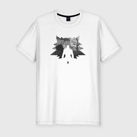 Мужская футболка премиум с принтом The Witcher в Екатеринбурге, 92% хлопок, 8% лайкра | приталенный силуэт, круглый вырез ворота, длина до линии бедра, короткий рукав | ведьмак