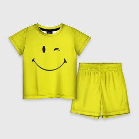 Детский костюм с шортами 3D с принтом Смайл в Екатеринбурге,  |  | Тематика изображения на принте: emoji | smile | жёлтый | смайл | смайлик | улыбка | эмодзи | эмоции