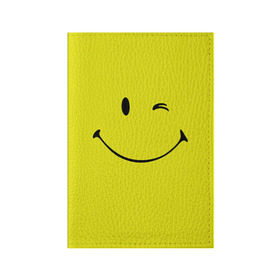 Обложка для паспорта матовая кожа с принтом Смайл в Екатеринбурге, натуральная матовая кожа | размер 19,3 х 13,7 см; прозрачные пластиковые крепления | emoji | smile | жёлтый | смайл | смайлик | улыбка | эмодзи | эмоции