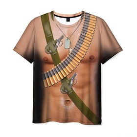 Мужская футболка 3D с принтом Солдат в Екатеринбурге, 100% полиэфир | прямой крой, круглый вырез горловины, длина до линии бедер | 23 февраля | армия | граната | защитник | мужской праздник | мужчине | отечества | подарок | пуля | солдат