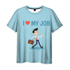 Мужская футболка 3D с принтом Я люблю свою работу в Екатеринбурге, 100% полиэфир | прямой крой, круглый вырез горловины, длина до линии бедер | любимая работа | я люблю свою работуработа
