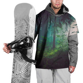 Накидка на куртку 3D с принтом Таинственный лес в Екатеринбурге, 100% полиэстер |  | Тематика изображения на принте: деревья | зелень | на макете изображен таинственный зеленый леслес