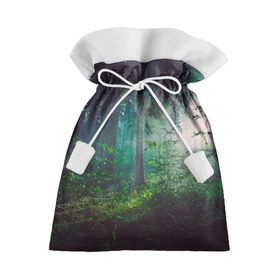 Подарочный 3D мешок с принтом Таинственный лес в Екатеринбурге, 100% полиэстер | Размер: 29*39 см | деревья | зелень | на макете изображен таинственный зеленый леслес