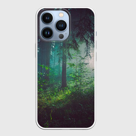 Чехол для iPhone 13 Pro с принтом Таинственный лес в Екатеринбурге,  |  | Тематика изображения на принте: деревья | зелень | на макете изображен таинственный зеленый леслес
