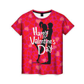 Женская футболка 3D с принтом Valentine`s Day в Екатеринбурге, 100% полиэфир ( синтетическое хлопкоподобное полотно) | прямой крой, круглый вырез горловины, длина до линии бедер | 