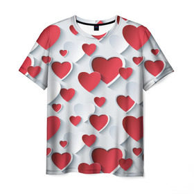 Мужская футболка 3D с принтом Сердца в Екатеринбурге, 100% полиэфир | прямой крой, круглый вырез горловины, длина до линии бедер | день святого валентина | любовь | сердца