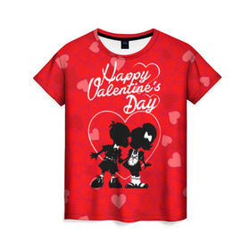 Женская футболка 3D с принтом Valentine`s Day в Екатеринбурге, 100% полиэфир ( синтетическое хлопкоподобное полотно) | прямой крой, круглый вырез горловины, длина до линии бедер | valentines day | любовь | поцелуй | сердца