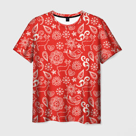 Мужская футболка 3D с принтом Новогодний микс в Екатеринбурге, 100% полиэфир | прямой крой, круглый вырез горловины, длина до линии бедер | Тематика изображения на принте: новый год | олени | снежинки | текстуры