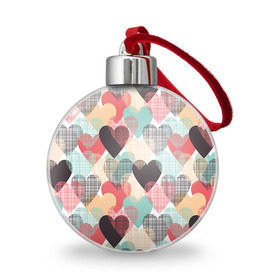 Ёлочный шар с принтом Сердечки в Екатеринбурге, Пластик | Диаметр: 77 мм | 14 февраля | love | валентин | влюбленные | любовь | сердечко | сердце