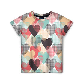 Детская футболка 3D с принтом Сердечки в Екатеринбурге, 100% гипоаллергенный полиэфир | прямой крой, круглый вырез горловины, длина до линии бедер, чуть спущенное плечо, ткань немного тянется | 14 февраля | love | валентин | влюбленные | любовь | сердечко | сердце