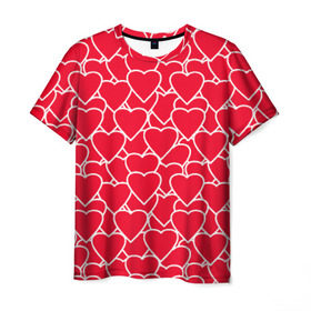 Мужская футболка 3D с принтом Сердца в Екатеринбурге, 100% полиэфир | прямой крой, круглый вырез горловины, длина до линии бедер | любовь | орнамент | сердца