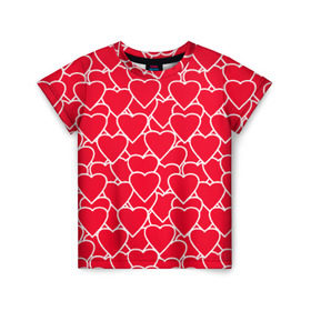 Детская футболка 3D с принтом Сердца в Екатеринбурге, 100% гипоаллергенный полиэфир | прямой крой, круглый вырез горловины, длина до линии бедер, чуть спущенное плечо, ткань немного тянется | любовь | орнамент | сердца