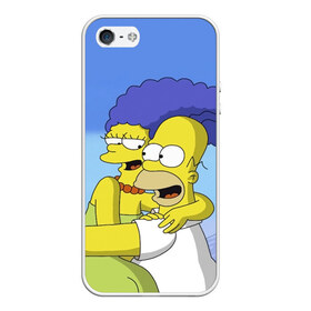 Чехол для iPhone 5/5S матовый с принтом Гомер и Мардж в Екатеринбурге, Силикон | Область печати: задняя сторона чехла, без боковых панелей | гомер