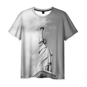Мужская футболка 3D с принтом Статуя Свободы в Екатеринбурге, 100% полиэфир | прямой крой, круглый вырез горловины, длина до линии бедер | америка | нью йорк | статуя свободы | сша | штаты