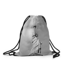Рюкзак-мешок 3D с принтом Статуя Свободы в Екатеринбурге, 100% полиэстер | плотность ткани — 200 г/м2, размер — 35 х 45 см; лямки — толстые шнурки, застежка на шнуровке, без карманов и подкладки | америка | нью йорк | статуя свободы | сша | штаты