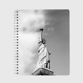 Тетрадь с принтом Статуя Свободы в Екатеринбурге, 100% бумага | 48 листов, плотность листов — 60 г/м2, плотность картонной обложки — 250 г/м2. Листы скреплены сбоку удобной пружинной спиралью. Уголки страниц и обложки скругленные. Цвет линий — светло-серый
 | америка | нью йорк | статуя свободы | сша | штаты