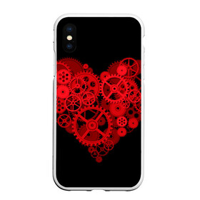 Чехол для iPhone XS Max матовый с принтом Механическое сердце в Екатеринбурге, Силикон | Область печати: задняя сторона чехла, без боковых панелей | Тематика изображения на принте: контраст | любовь | механическое | сердце | шестеренки