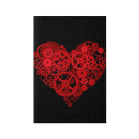 Обложка для паспорта матовая кожа с принтом Механическое сердце в Екатеринбурге, натуральная матовая кожа | размер 19,3 х 13,7 см; прозрачные пластиковые крепления | контраст | любовь | механическое | сердце | шестеренки