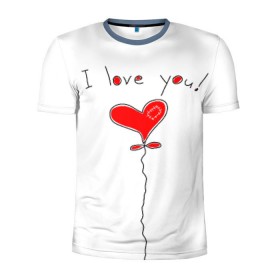 Мужская футболка 3D спортивная с принтом Я тебя люблю в Екатеринбурге, 100% полиэстер с улучшенными характеристиками | приталенный силуэт, круглая горловина, широкие плечи, сужается к линии бедра | воздушный | сердце | шар | я тебя люблю