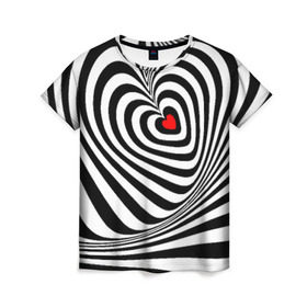Женская футболка 3D с принтом Метаморфозы в Екатеринбурге, 100% полиэфир ( синтетическое хлопкоподобное полотно) | прямой крой, круглый вырез горловины, длина до линии бедер | Тематика изображения на принте: зебра | любовь | метаморфозы | сердце