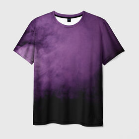 Мужская футболка 3D с принтом Фиолетовый дым в Екатеринбурге, 100% полиэфир | прямой крой, круглый вырез горловины, длина до линии бедер | smoke | дым