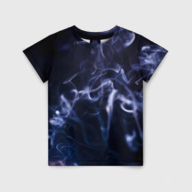 Детская футболка 3D с принтом Синий дым в Екатеринбурге, 100% гипоаллергенный полиэфир | прямой крой, круглый вырез горловины, длина до линии бедер, чуть спущенное плечо, ткань немного тянется | Тематика изображения на принте: темный
