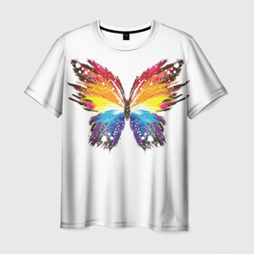 Мужская футболка 3D с принтом Butterfly в Екатеринбурге, 100% полиэфир | прямой крой, круглый вырез горловины, длина до линии бедер | 