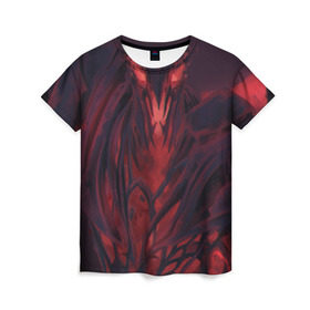 Женская футболка 3D с принтом Shadow fiend в Екатеринбурге, 100% полиэфир ( синтетическое хлопкоподобное полотно) | прямой крой, круглый вырез горловины, длина до линии бедер | dota | shadow fiend | дота | сф