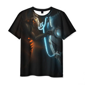 Мужская футболка 3D с принтом Razor and shadow fiend в Екатеринбурге, 100% полиэфир | прямой крой, круглый вырез горловины, длина до линии бедер | dota 2 | razor | shadow fiend | дота 2