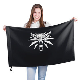 Флаг 3D с принтом Witcher в Екатеринбурге, 100% полиэстер | плотность ткани — 95 г/м2, размер — 67 х 109 см. Принт наносится с одной стороны | ведьмак