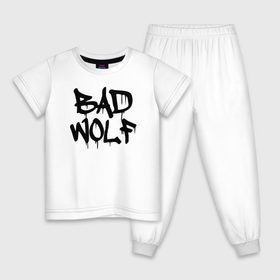 Детская пижама хлопок с принтом Bad Wolf в Екатеринбурге, 100% хлопок |  брюки и футболка прямого кроя, без карманов, на брюках мягкая резинка на поясе и по низу штанин
 | bad | doctor | tardis | tennant | who | wolf | доктор | кто | смит | тардис | теннант