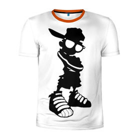 Мужская футболка 3D спортивная с принтом Пацанчик в Екатеринбурге, 100% полиэстер с улучшенными характеристиками | приталенный силуэт, круглая горловина, широкие плечи, сужается к линии бедра | кепка | крутой | очки | парень | пацан | силуэт | хип | хоп
