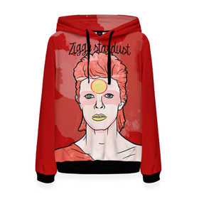 Женская толстовка 3D с принтом Ziggy Stardust в Екатеринбурге, 100% полиэстер  | двухслойный капюшон со шнурком для регулировки, мягкие манжеты на рукавах и по низу толстовки, спереди карман-кенгуру с мягким внутренним слоем. | bowie | david | ziggy stardust | боуи | дэвид | музыкант | певец | рок